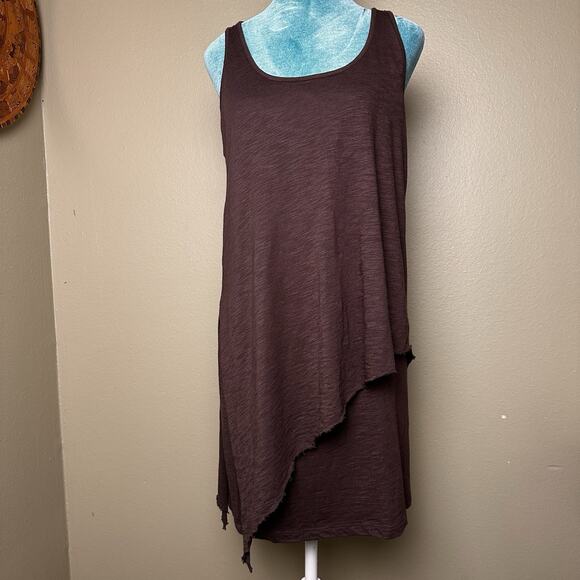 Lilla Women M Layered Tank Dress Raw Edge Pima Cotton Peru Boho Hippie - Picture 1 of 10